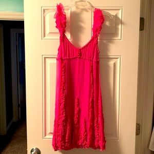 Anthropologie Yoana Baraschi Pink Chiffon Ruffled Dress